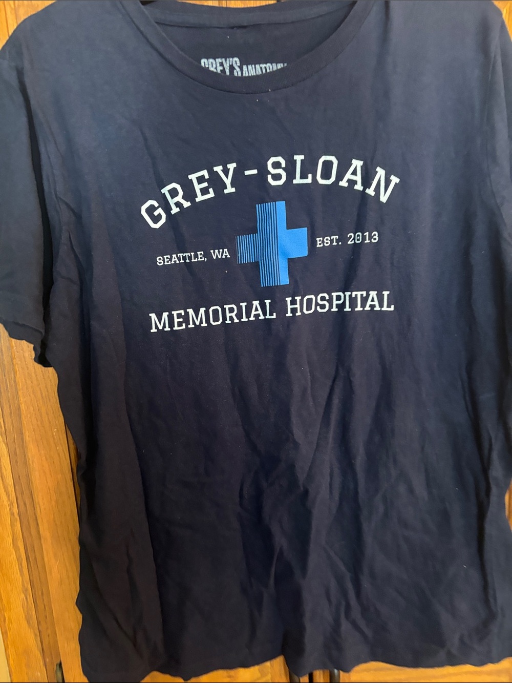 Ripple Junction Navy Blue Grey-Sloan Memorial Hospital Tee with Blue Cross